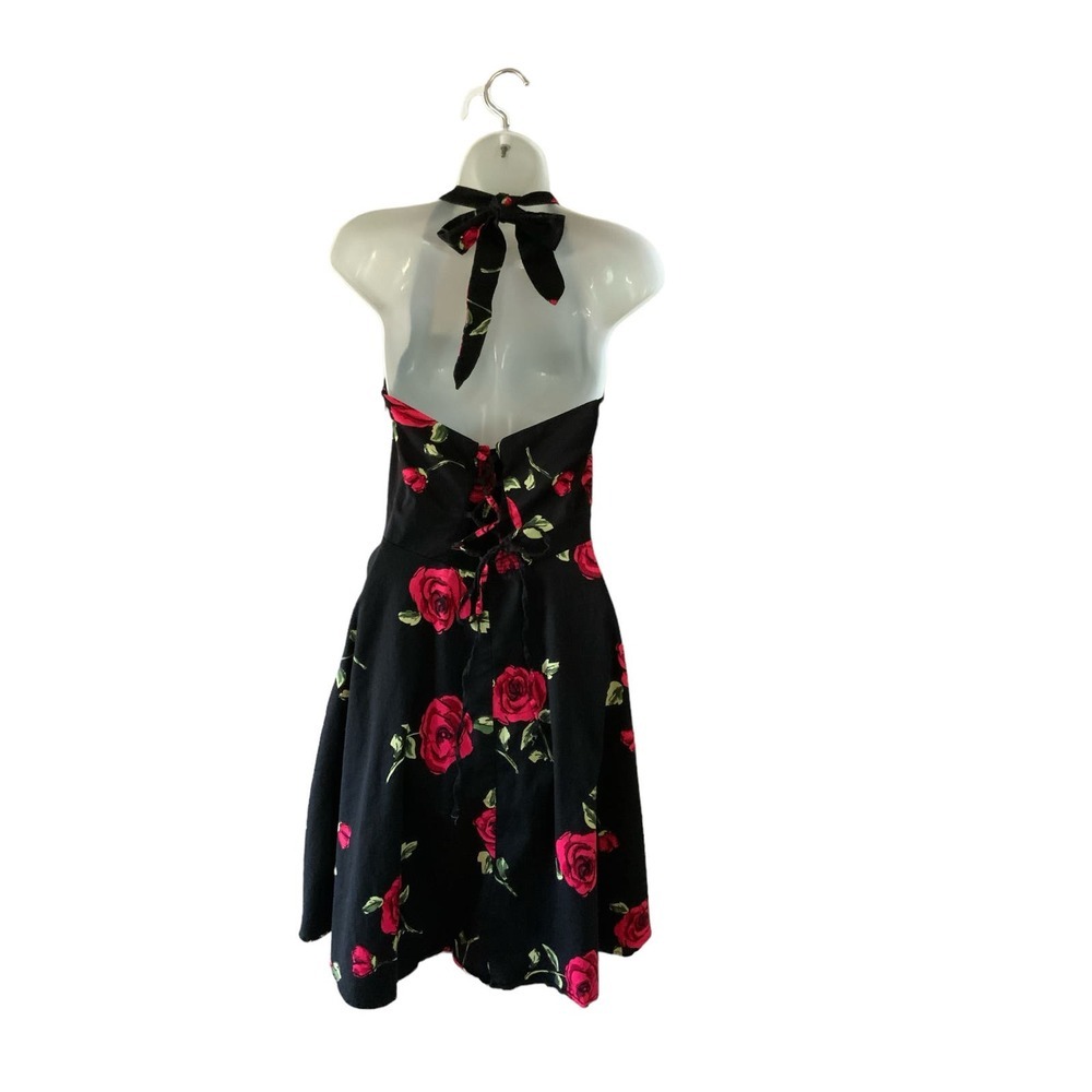 Topdress Women's Vintage Fuchsia Rose Pattern Retro A-Line Dress Size L - Picture 4 of 6